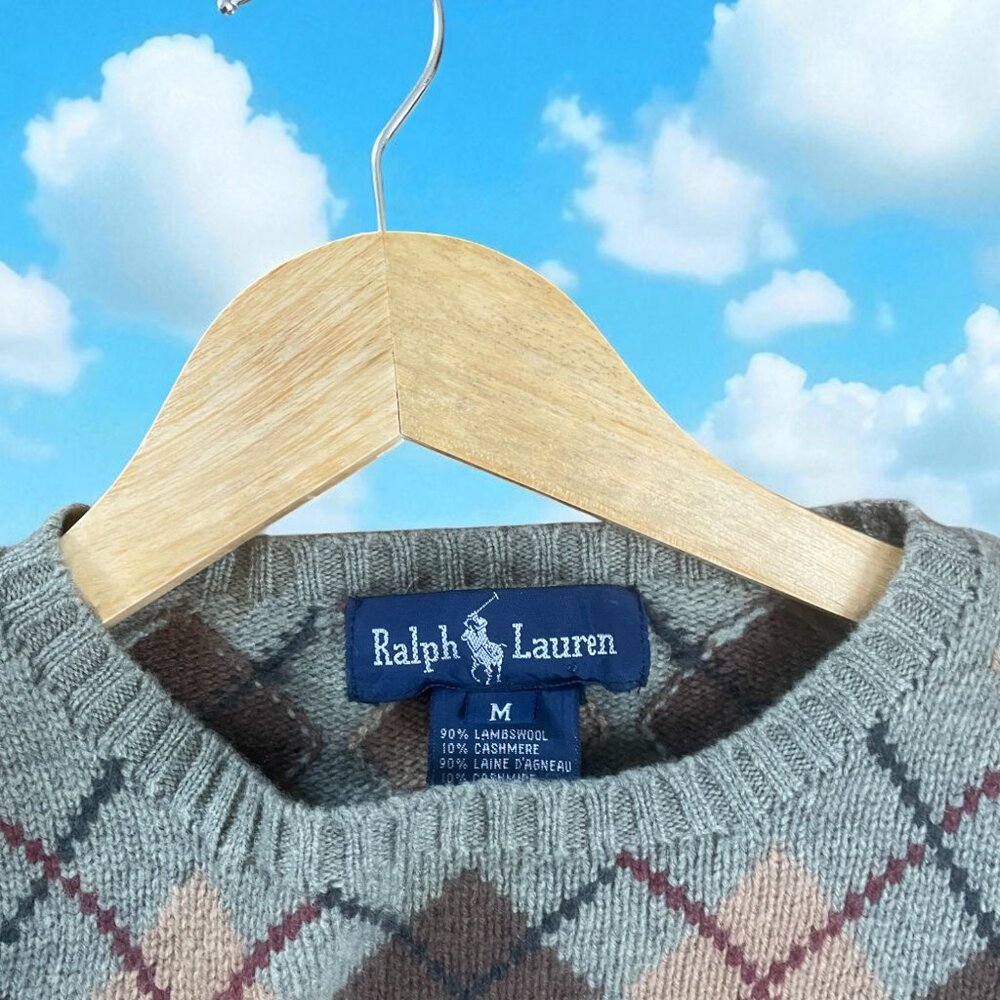Polo Ralph Lauren 90s Vintage Argyle Wool Sweater - Picture 3 of 5